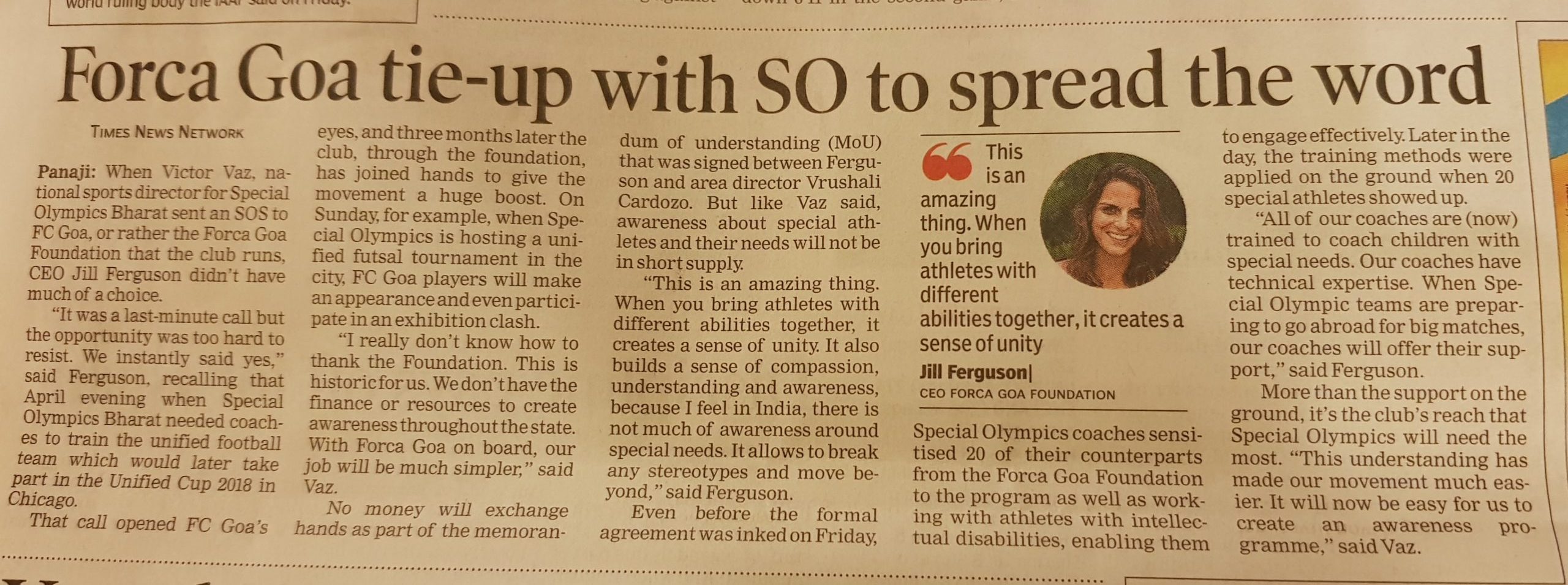 Forca Goa join tie-up with SO to spread the word